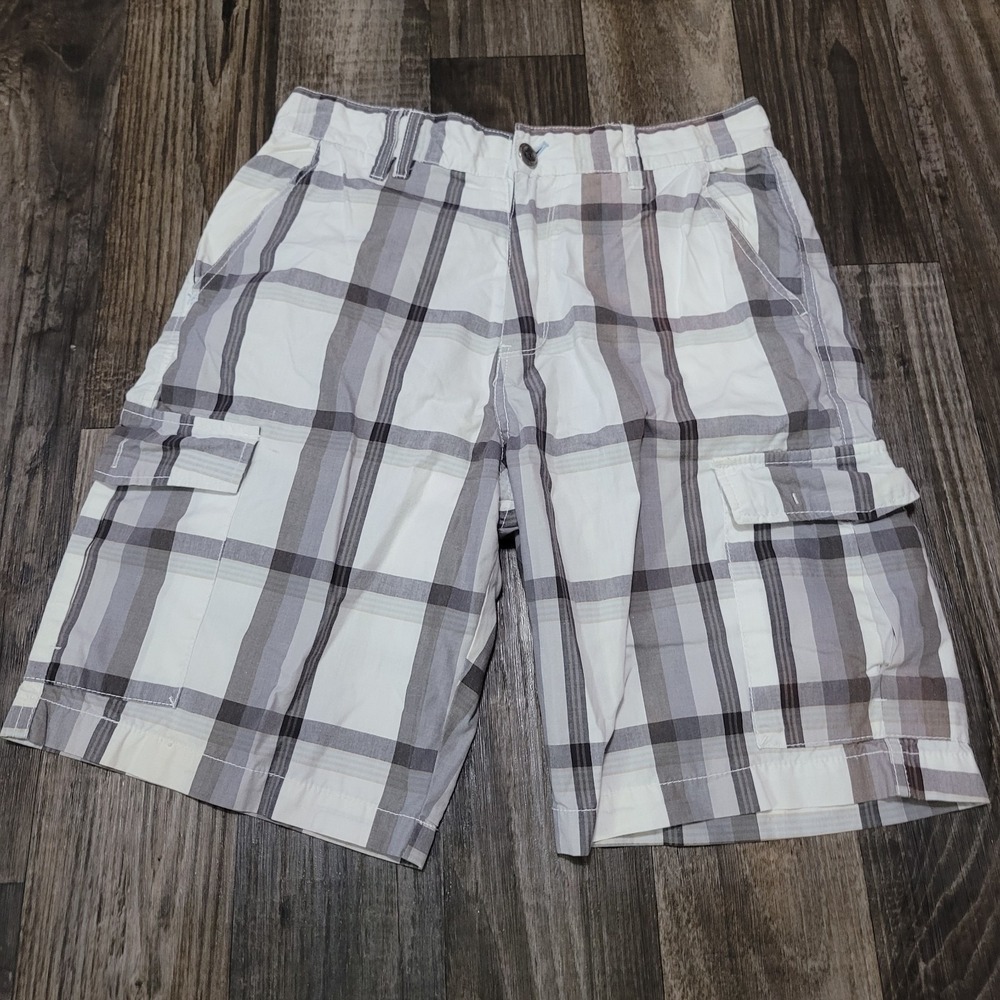 Billabong Men's 31 Plaid Flat Front Chino Shorts Slash Pockets